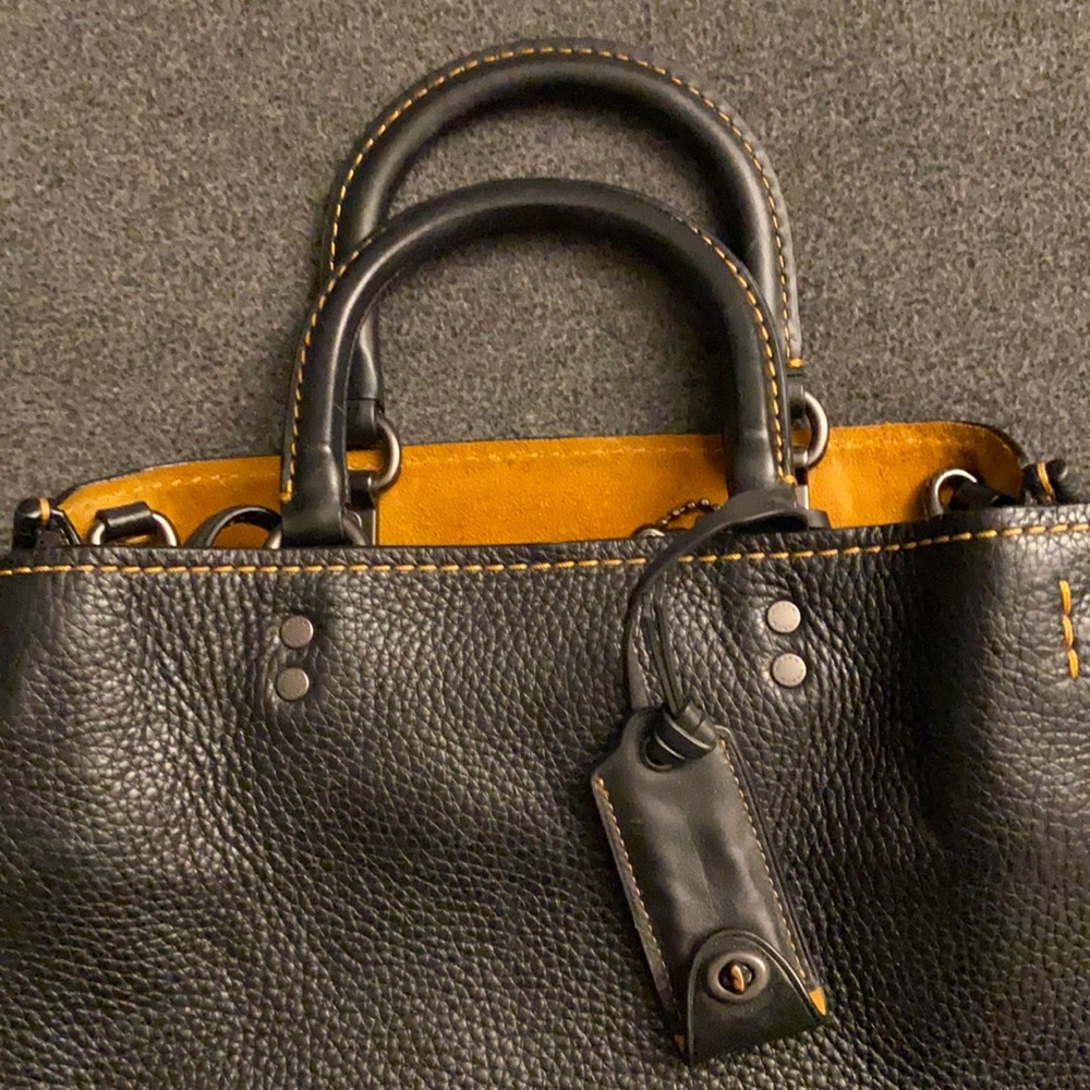 Coach Rogue black leather tote